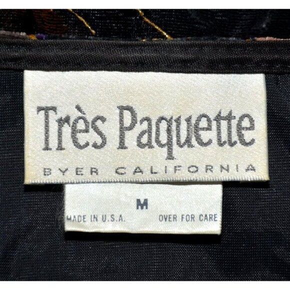 Vintage 80's Tres Paquette Velvet Blazer Jacket Mixed Print Size M Unique Retro - Picture 8 of 10